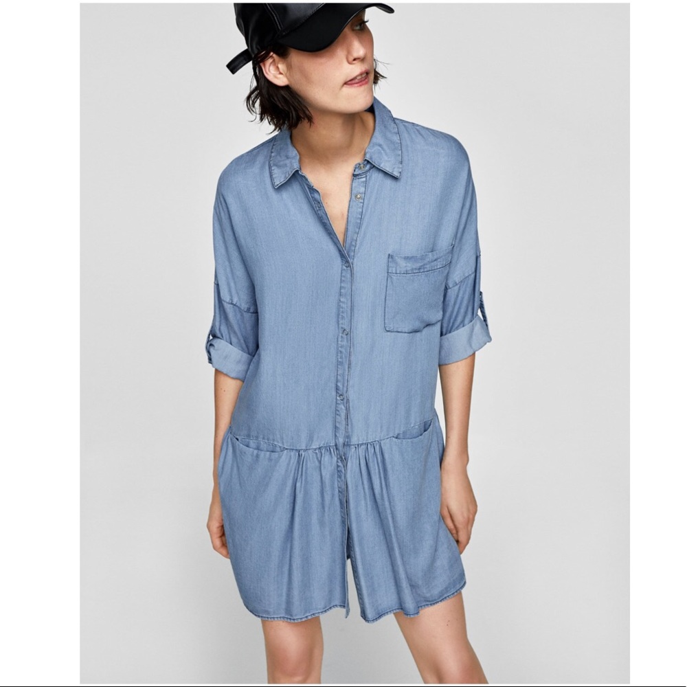 NWT Zara chambray shirt dress